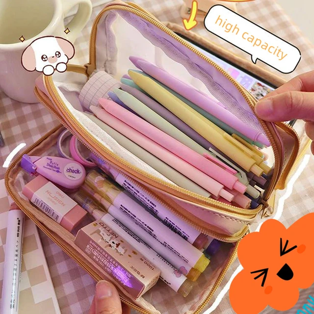 Transparent Stationery Pencil Case  Transparent Kawaii Pencil Case - Big  Waterproof - Aliexpress