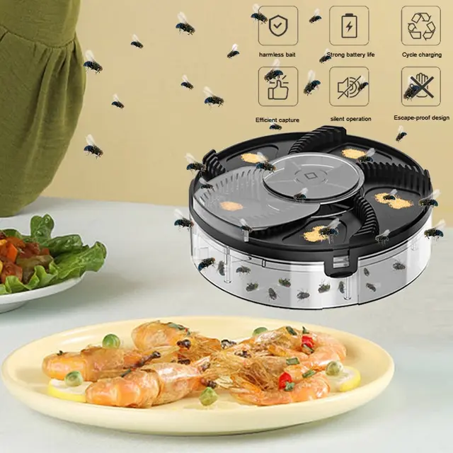 Automatikus Légykapó Usb Újratölthető Légycsapda Elektromos Kártevő Fogó Beltéri Kültéri Rovargyilkosok Konyhai Házhoz - Image 2