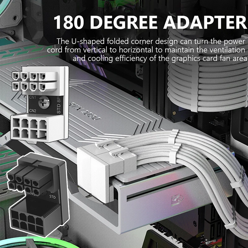 2-1PCS-ATX-8-Pin-Female-to-Male-180-Degr