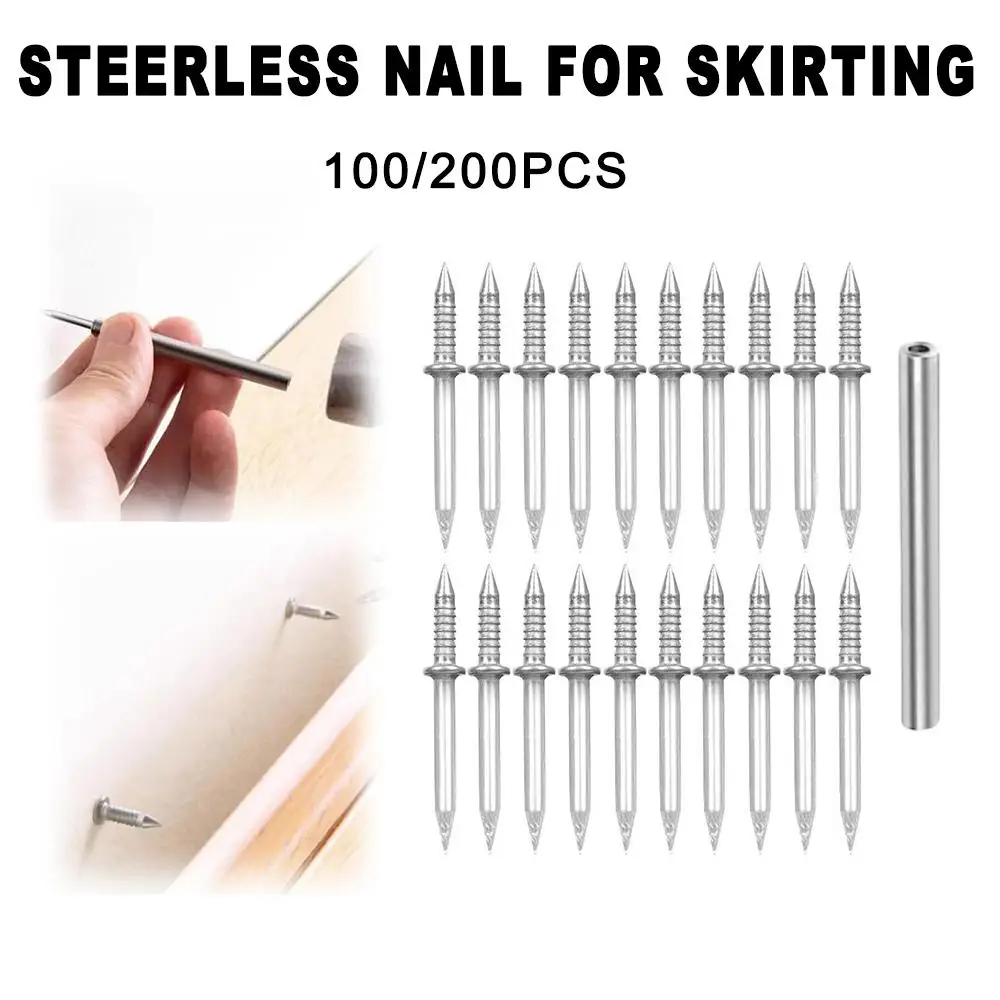 

100/200Pcs Double-Head Seamless Installation Nail Sturdy Nails Skirting Rustproof Carbon Hardware Steel Nails Non-Marking T M0I7