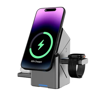 3-in-1 Rotating Magnetic Wireless Charger Dock for iPhone, Apple Watch & AirPods 1