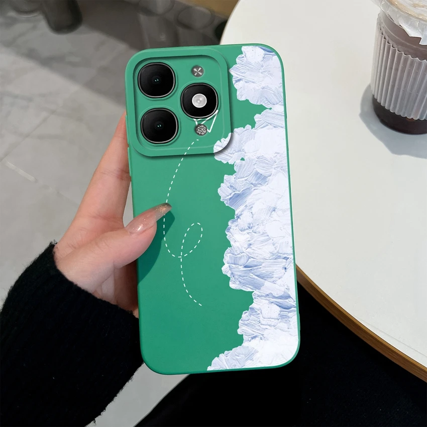 Pretty Floral Liquid Silicone Shockproof Phone Case with Screen Protector