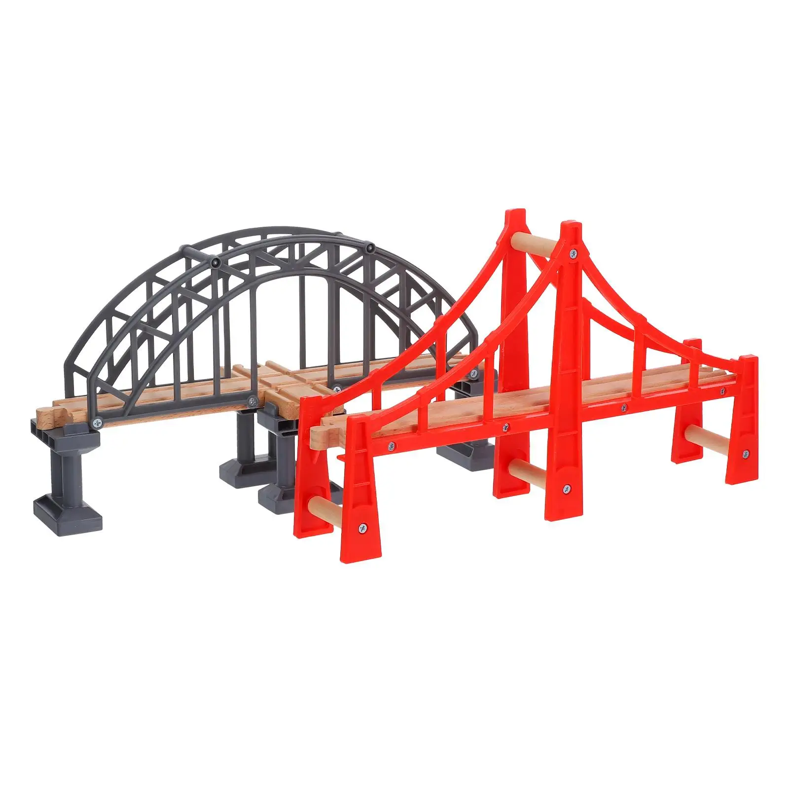 2pcs Train Track Wood Accessory Plastic Bridges Scene Props Toys Toddlers Kids Educational Skill Development Layout