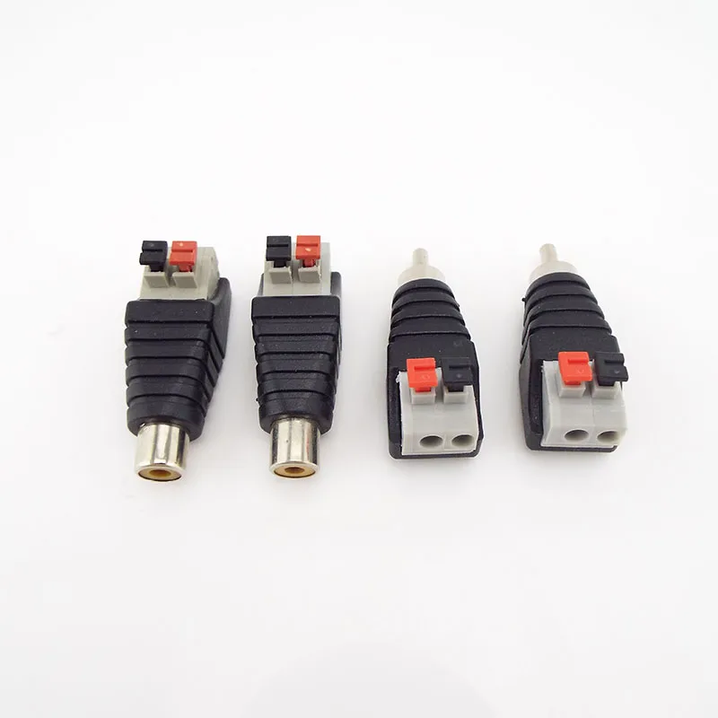 RCA Connector Press Plug Speaker Wire A/V Cable to Audio Male FemaleTerminal Adapter Jack Plug
