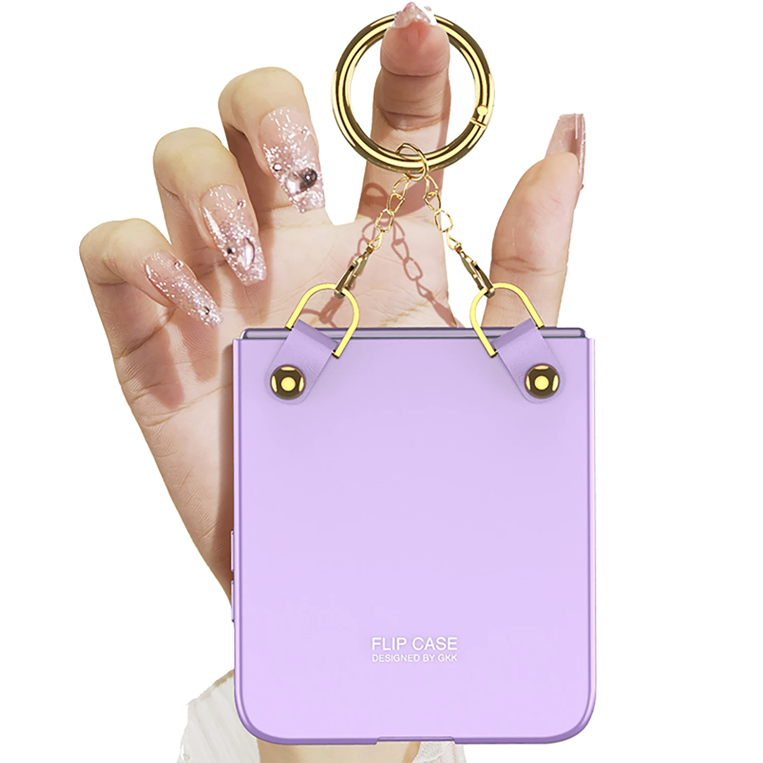 Ultra-thin Shell Film Integrated Anti-fall Protective Cover For Samsung Galaxy Z Flip 5 Fashion Necklace Ring Folding Phone Case