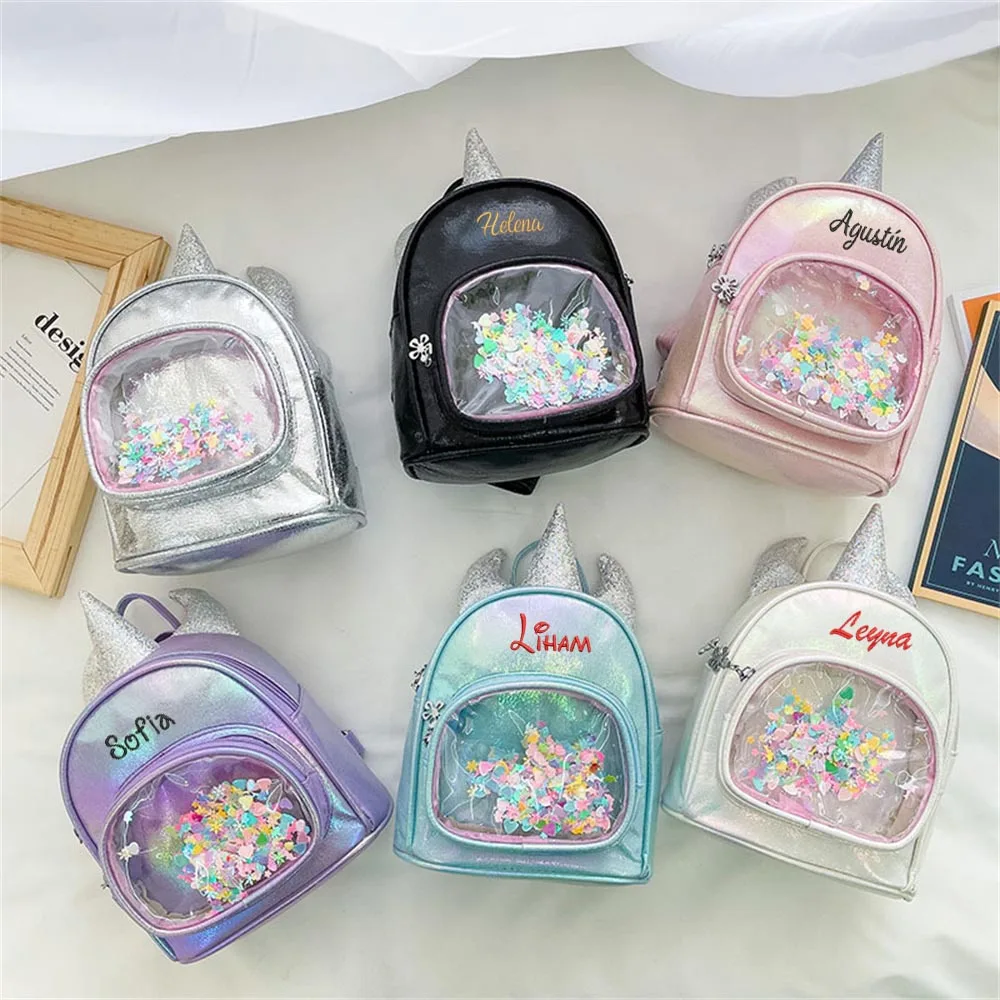 Personalized Kindergarten Backpacks Cute Unicorn Children's Small Schoolbag Baby Birthday Gift Backpack with Name for Going Out 1
