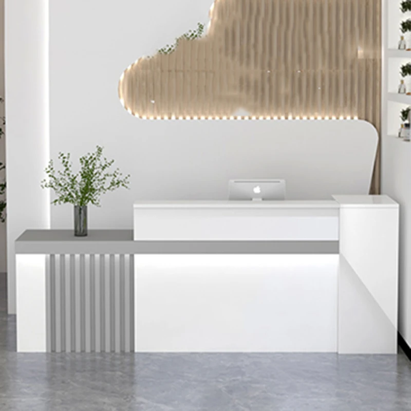 White Counter Reception Desk Office Modern Supermarket Spa Beauty Office Executive Reception Desk Receptie Shop Furniture HDH