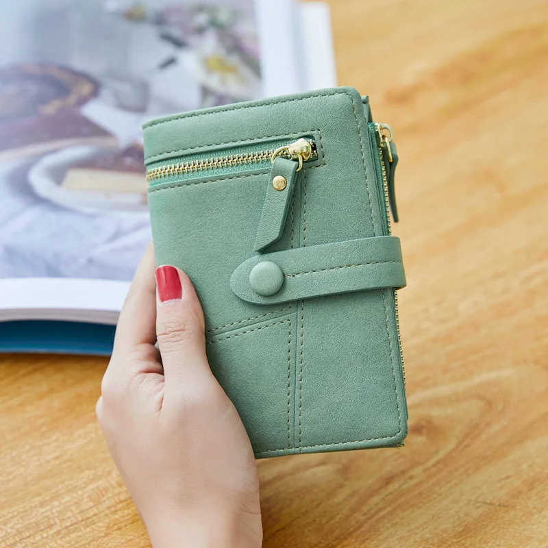 Women Wallets and Purses Pu Leather Wallet Female Short Hasp Purse Small Solid Coin Card Holders 2022 New Carteras Dropshipping