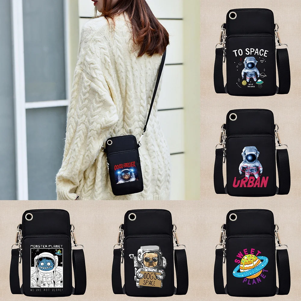 Universal Mobile Phone Bag for Samsung/iPhone/Huawei Wallet Case Astronaut Pattern Arm Shoulder Case Running Sports Pouch Pocket