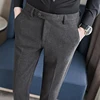 Business Casual Plaid Trousers for Men, Thickened and Warm Wool Material, Slim Fit, Suitable for Autumn and Winter. 28-36 2