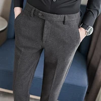 Business Casual Plaid Trousers for Men, Thickened and Warm Wool Material, Slim Fit, Suitable for Autumn and Winter. 28-36 2
