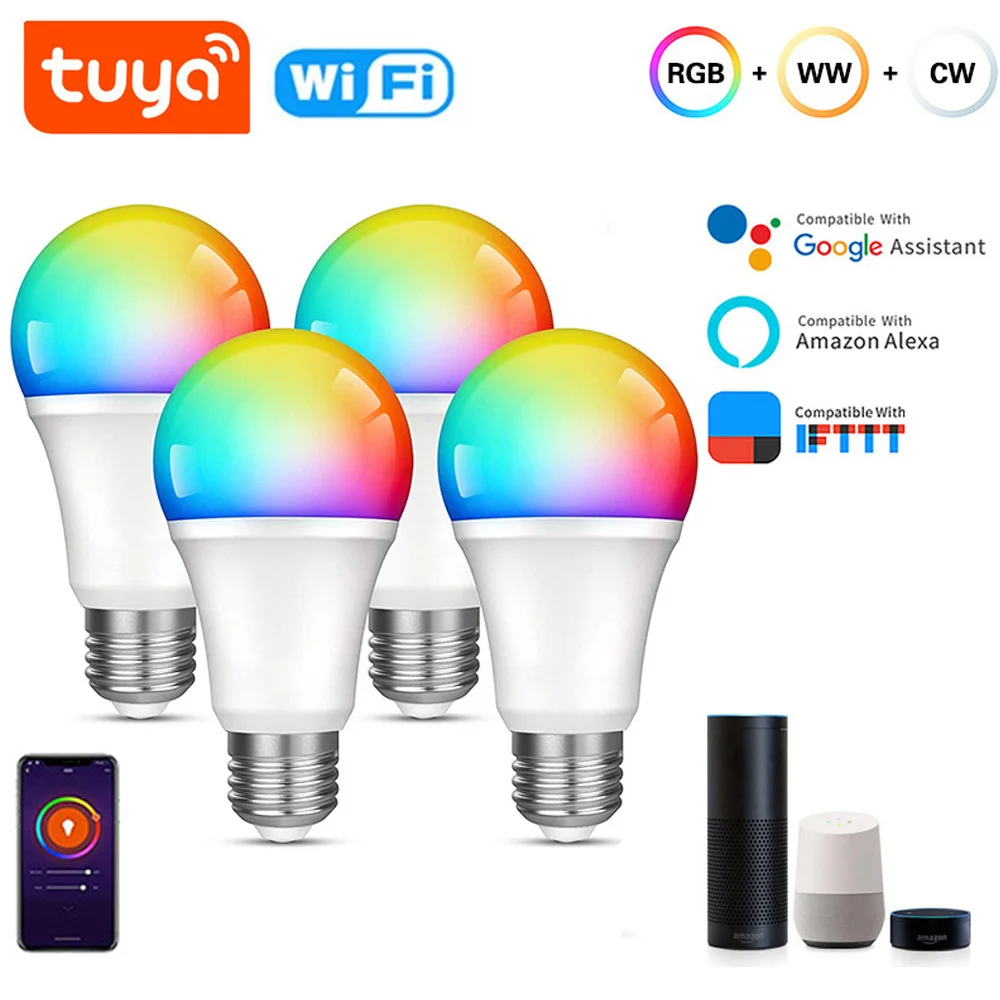 

Умная лампа E27 E14 GU10 Wifi RGB с регулируемой яркостью, 110 В, 220 В