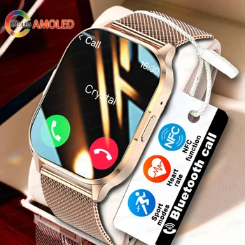 Women Smartwatch 2.01inch AMOLED Screen Bluetooth Call  NFC Sport Watch Blood Pressure Music Women Smart Watch for Women damski 1