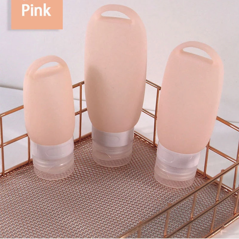 

Silicone Refillable Bottles Travel-Pack keychain Small Round Cute Cans Portable case empty Shampoo Container 38/60/90ml Squeeze