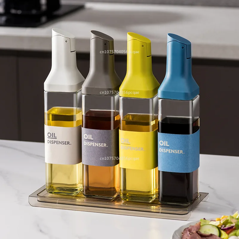 Large Olive Oil Dispenser Bottle Auto Flip Condiment Glass Container Leak Proof Non Stick Oil Vinegar Dispensers Kitchen Gadgets oil container