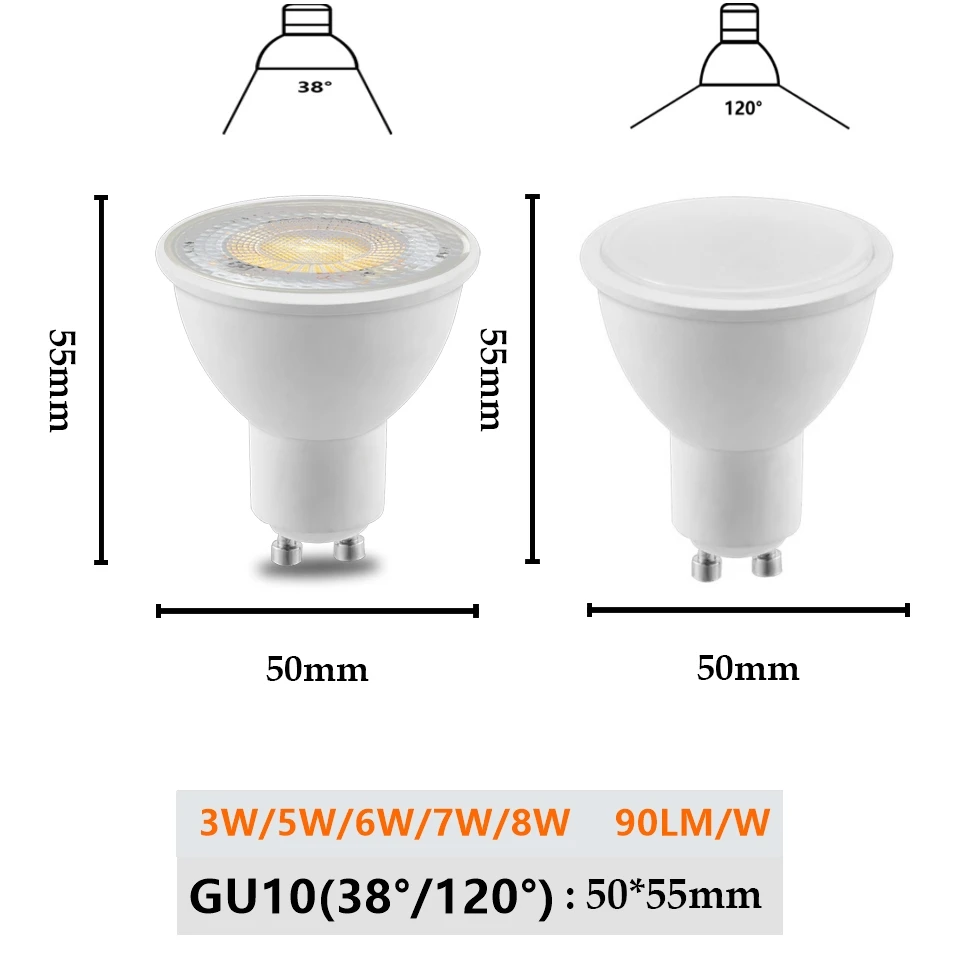 5-12PCS LED spot light GU10 AC220V AC100-240V No flicker Warm white light 3W 5W 6W 7W 8W You can replace the 50W halogen lamp