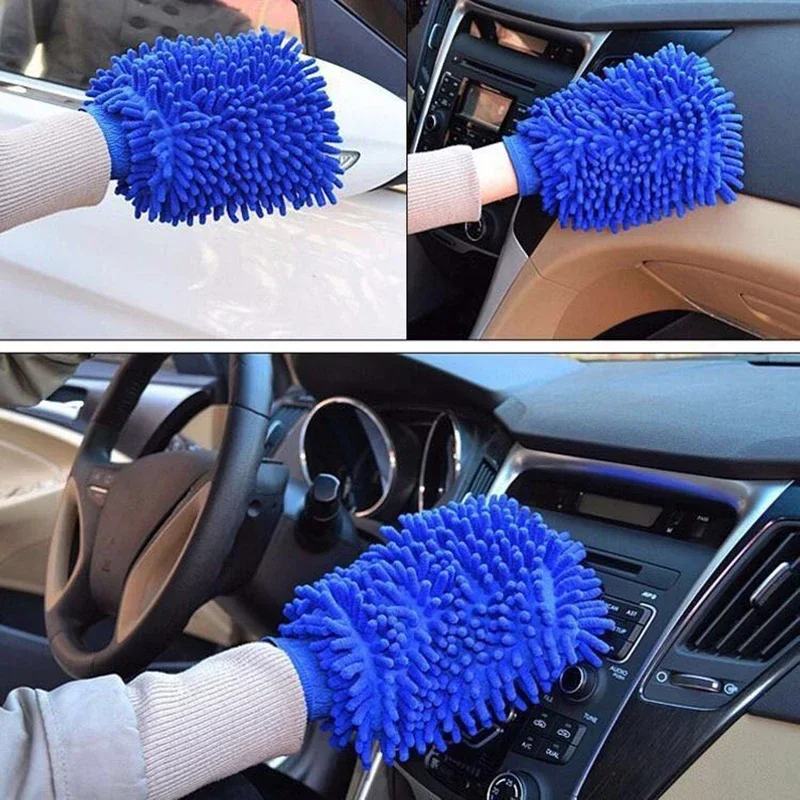 Double-sided Car Care Cleaning Gloves Cleaning Cloth Towel Mitt Car Accessories Microfiber Washable Car Washing Gloves washing 6