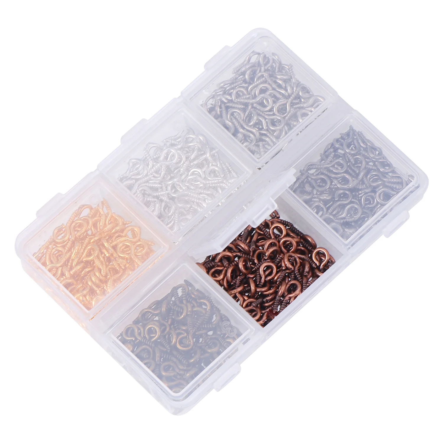 400PCS Eyepins Boxed Set Hand Dirll Sandpaper Metal Hook Beads Hoop Peg Threaded Wholesale Small Tiny Clasps Jewelry Making DIY