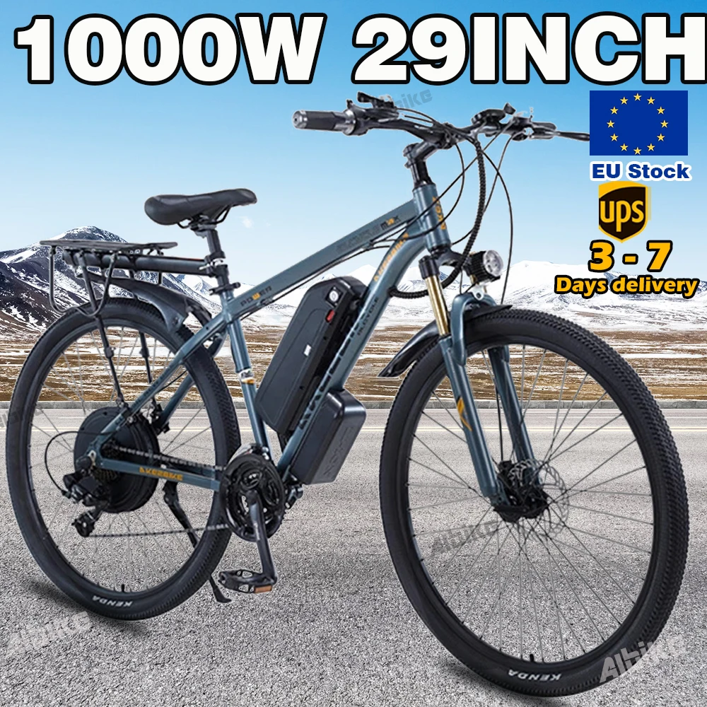 Vélo de montagne électrique pour adultes, 29 pouces, 1000W, 48V, avec batterie perfective 13Ah