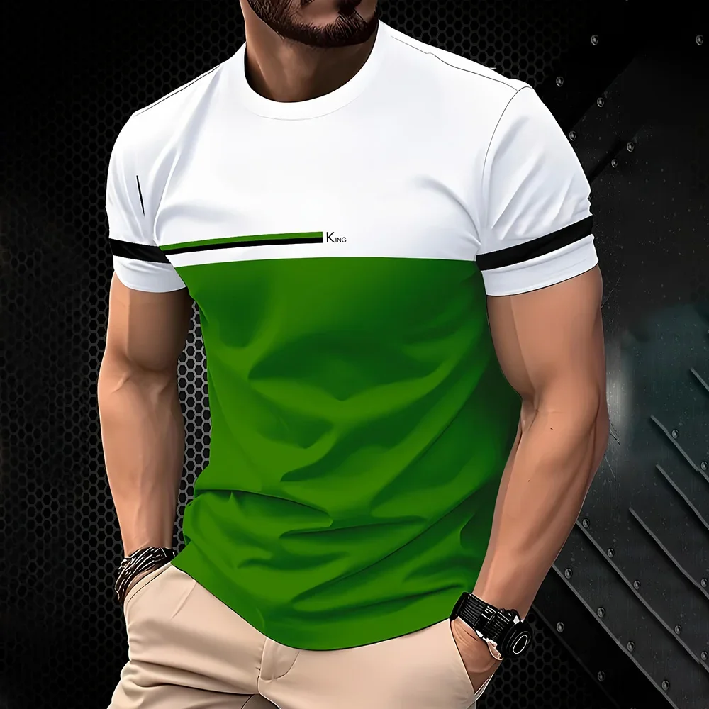 Durant l'été 2026, les t-shirts décontractés pour hommes s'enrichissent d'un simple vêtement d'extérieur à manches courtes, col rond et impression 3D respirante._voghion.com