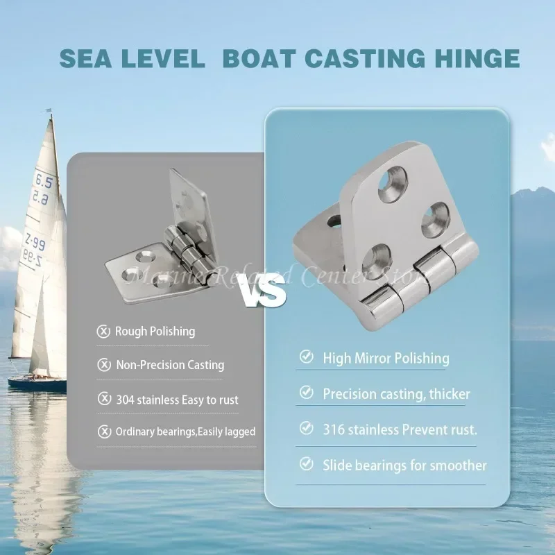 1/2/4 PCS 316 Stainless Steel Strap Hinge Door Hinge For Marine Boat Yacht 76 X 38 mm Rafting Boating Accessories Boat Marine