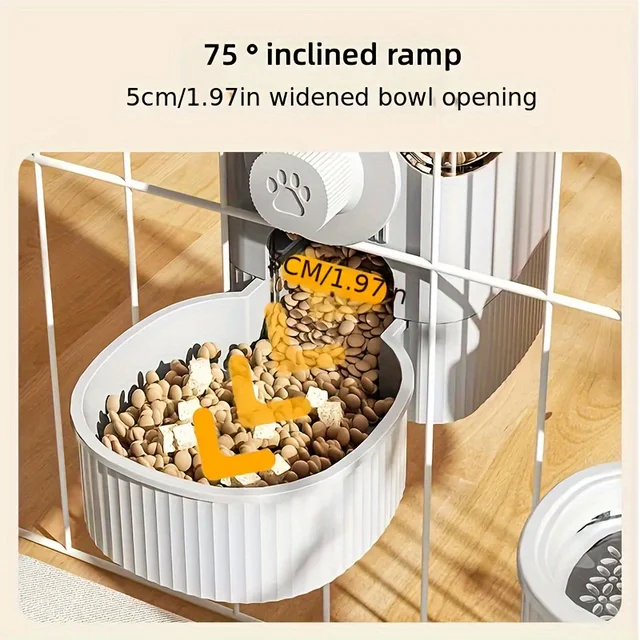 1pc/2pcs Hanging Automatic Pet Food Feeder/Water Dispenser, Gravity Cat Auto Feeder Waterer Set With Container Bowl For Cage 5