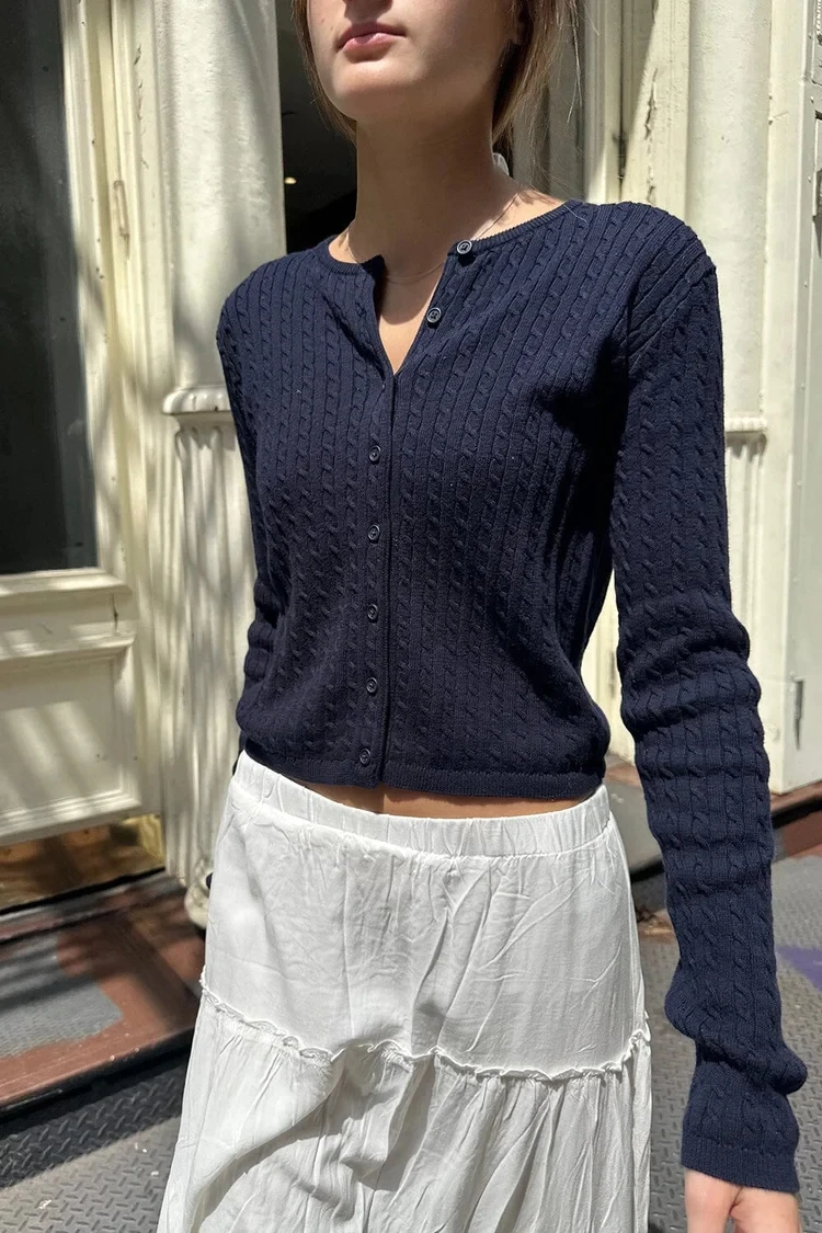レアサイズ⭐︎XXL BROONEY EX HEATLINE CARDIGAN Brandy Long Sleeve Twist Knit Sweater O-Neck Zoe Kint