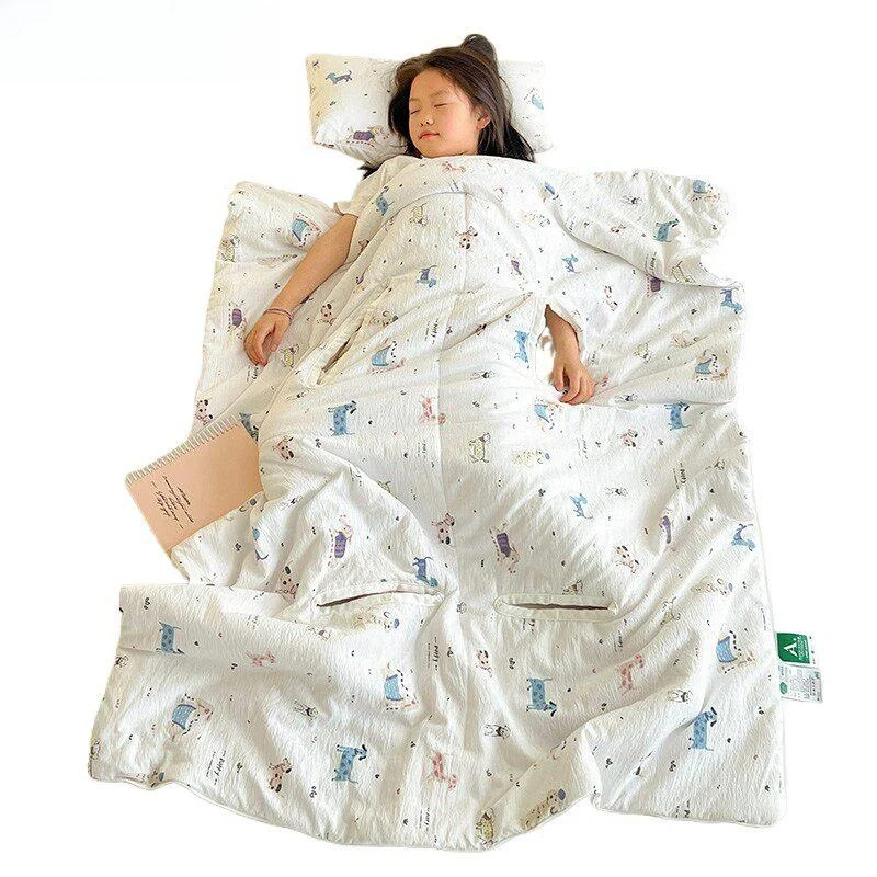 다기능 세탁 가능 면 소재 아동용 침낭 얇은 여름용 발차기 방지 담요 어린이용 보냉 커버 담요