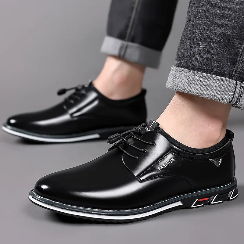Men's Formal Shoes Cowhide Leather Shoes Banquet Professional Men's Comfortable Low Top British Casual Shoes Large Size Shoes