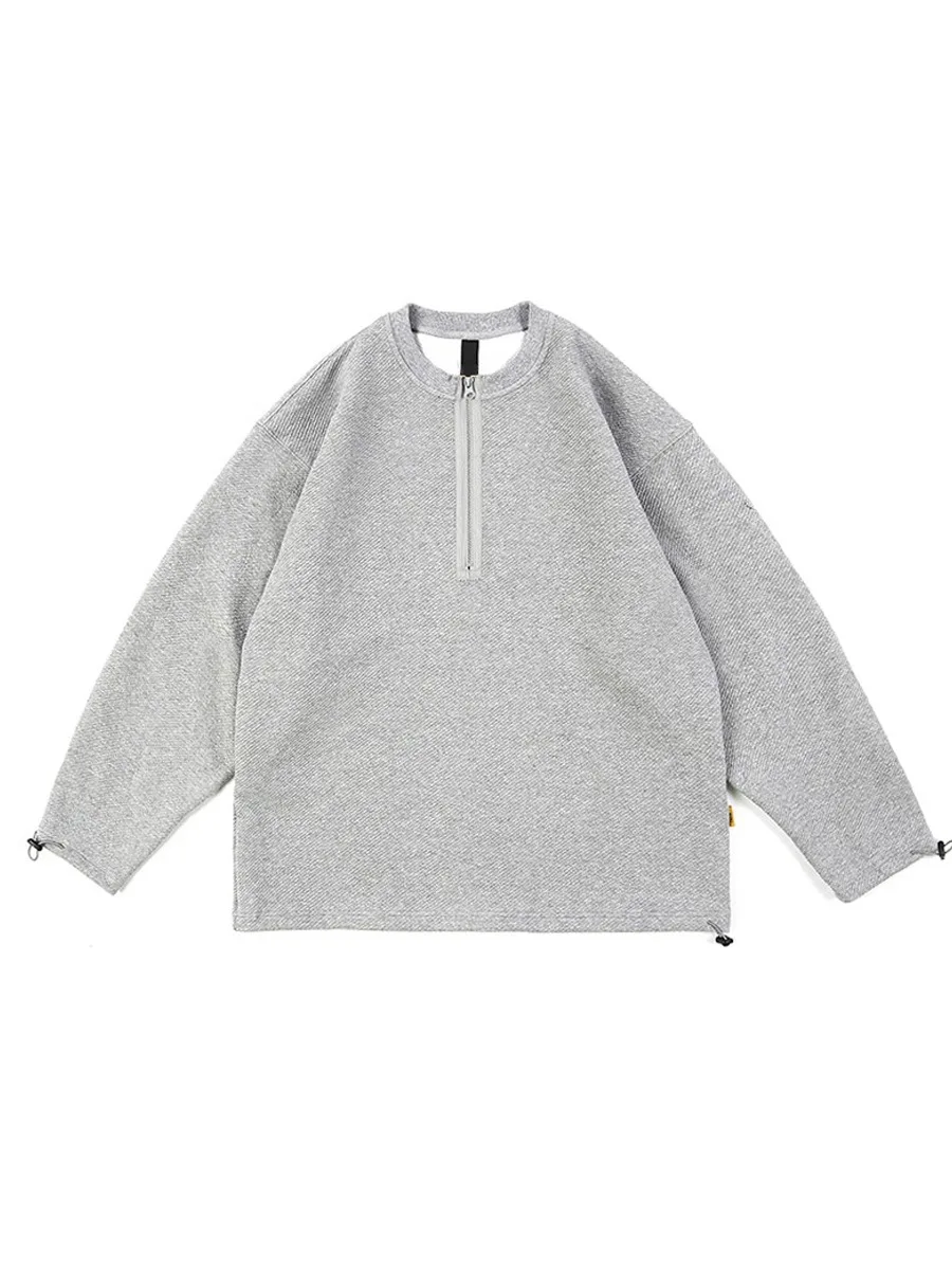 Clean Fit Unisex Loose-Fit Vintage Waffle Grid Couple's Long Sleeve Hoodie Heavyweight Half-Zip Lazy Top Trendy Casual