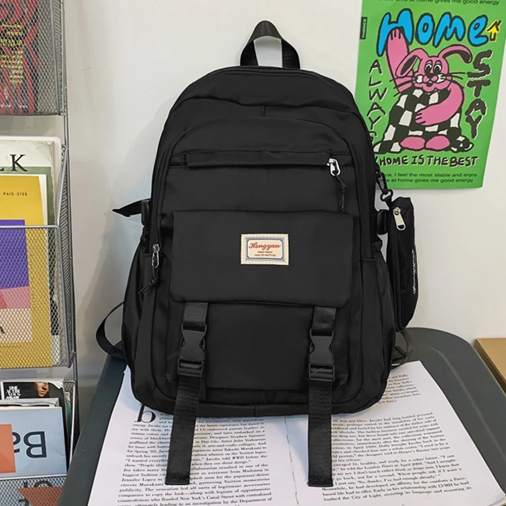 Mochila escolar para mujer, mochila negra grande de nailon, mochila  antirrobo para mujer, hebilla de inserción, mochilas de viaje para  ordenador portátil, paquete coreano - AliExpress