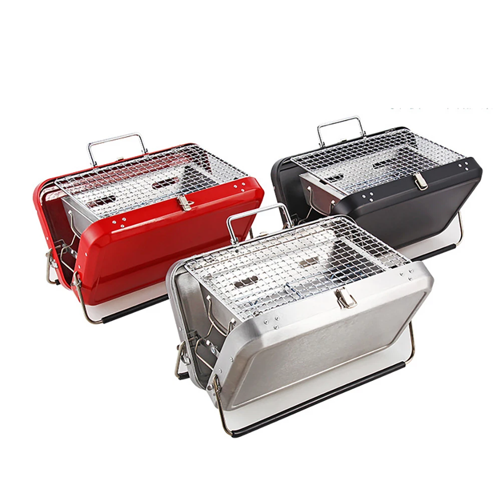 

Folding Portable Barbecue Charcoal Brief Stove Baking Grill Stainless Steel Mini Bbq Oven Cooking Camping Cooker Picnics Beach
