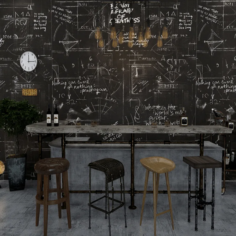 American retro concrete graffiti Internet cafe Loft character poster English letters blackboard wallpaper background wallpaper retro plain grey cement pvc wallpaper for walls living room bar cafe restaurant clothing shop concrete wall effect wallpaper