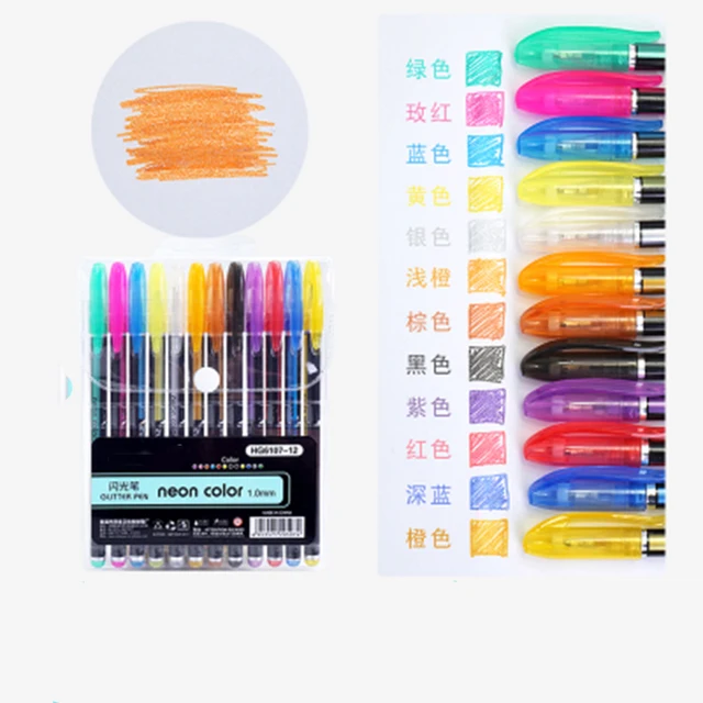 6-12Pcs/Box Drawing Painting Marker Pens Metallic Color Pens for Black Paper Art Supplies Marker Pen Stationery Material Escolar 12Color Marker Pen A