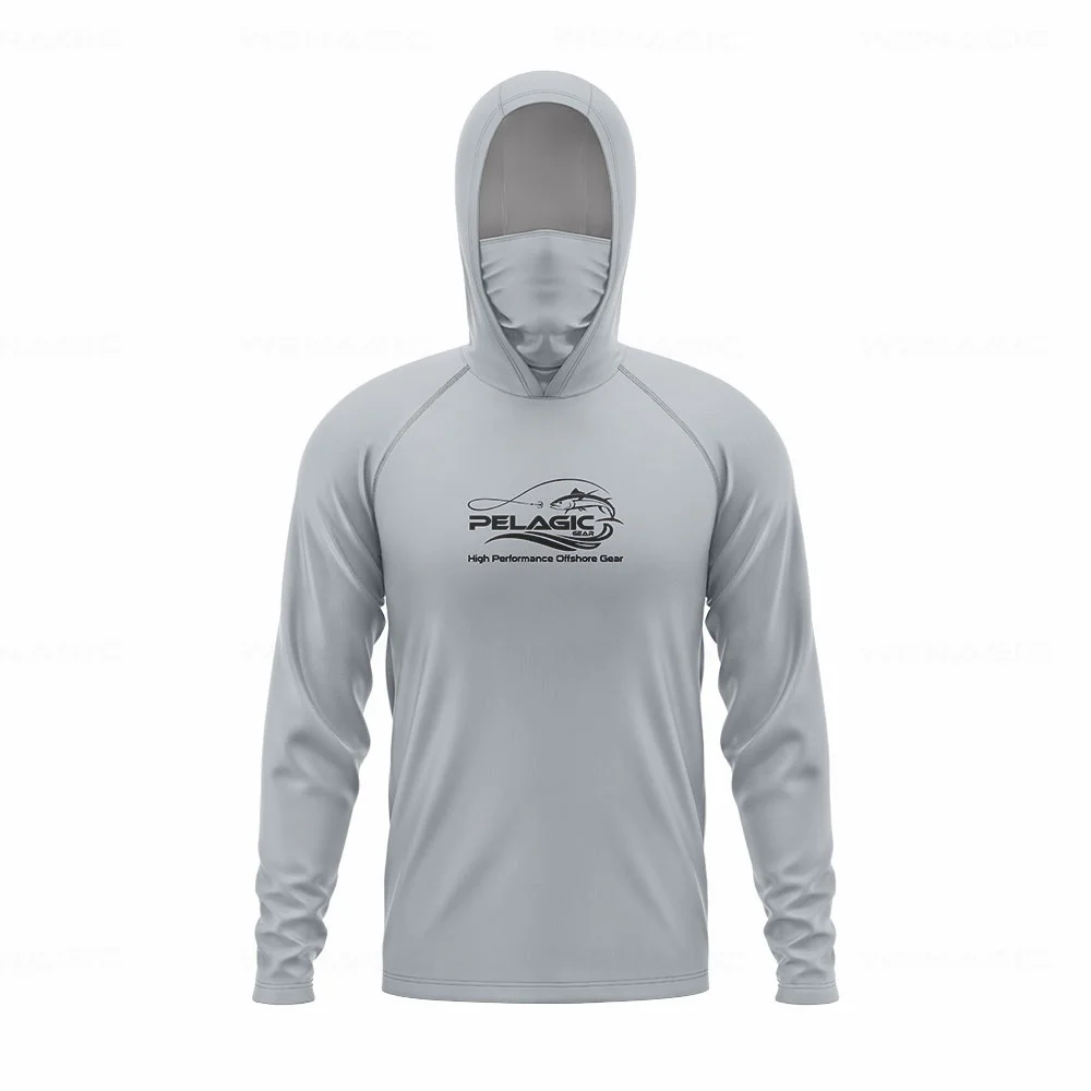 pelagic gear Men Hood Fishing Shirt long sleeve Fishing clothing fishing t shirt uv protection fishing shirt Apparel