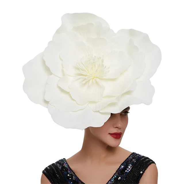 Large Flower Fascinator Hat Bridal Makeup Prom Kentucky Derby Headpiece  Photography Hair Accessories 2