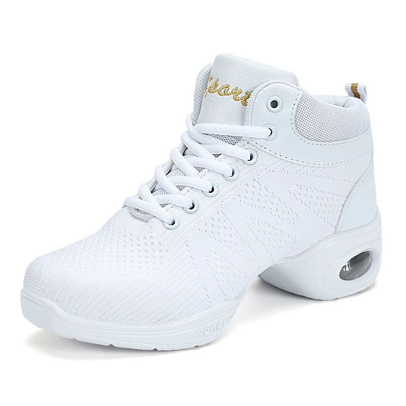 Women Dancing Shoes Jazz Dance Sneakers Hip Hop red white Breathable soft sole comfortable flexible Dance Sport Shoes 3