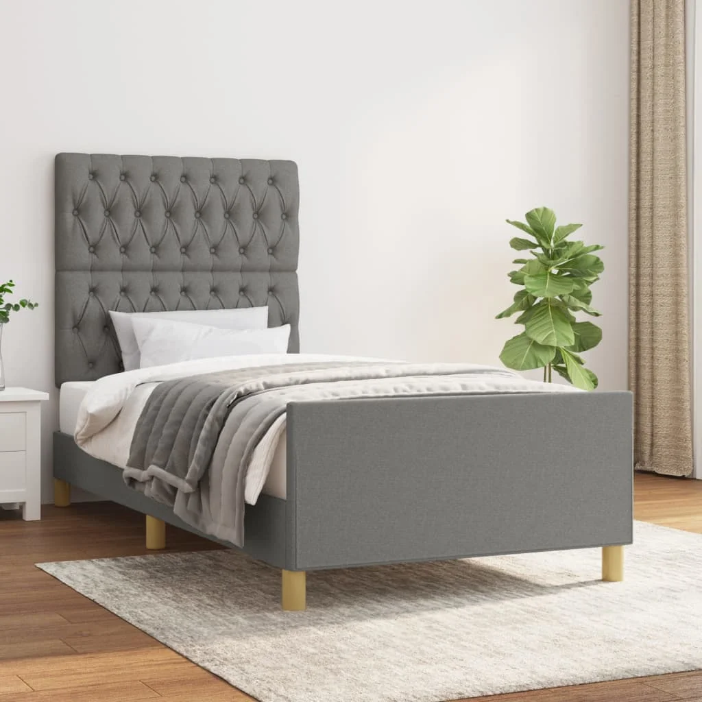 Bed frame with HeadBed dark gray 90x200 cm fabric AliExpress