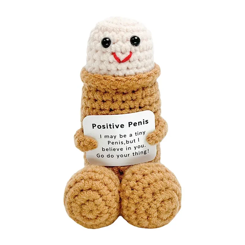 Mini Funny Penis Positive Handmade Crochet Encouragement Card Cheer Up Gifts Dick Toys Friends Party Boyfriend Room Decorate