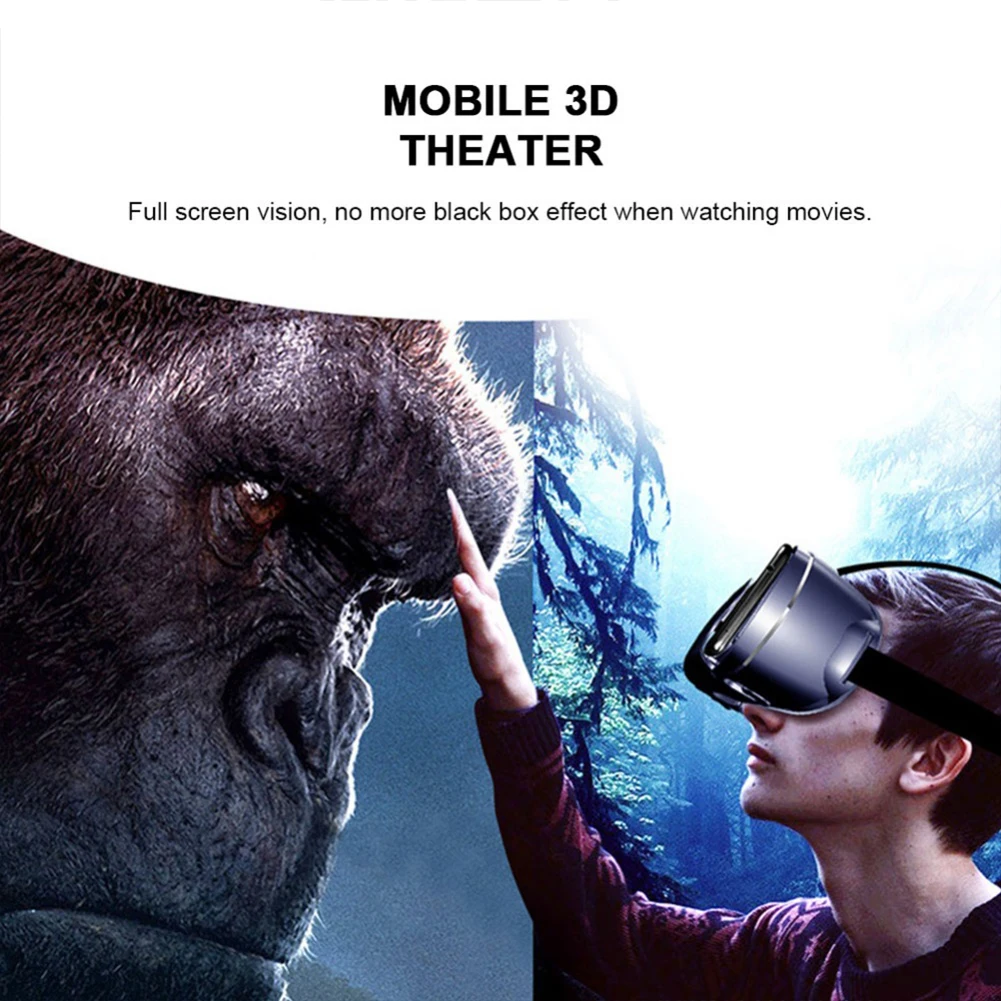 VRGPro+ 3D Blu-ray VR Headset Smart Glasses Helmet for Smartphones Cell Phone Mobile 5-7 Inch Lenses Binoculars with Controllers