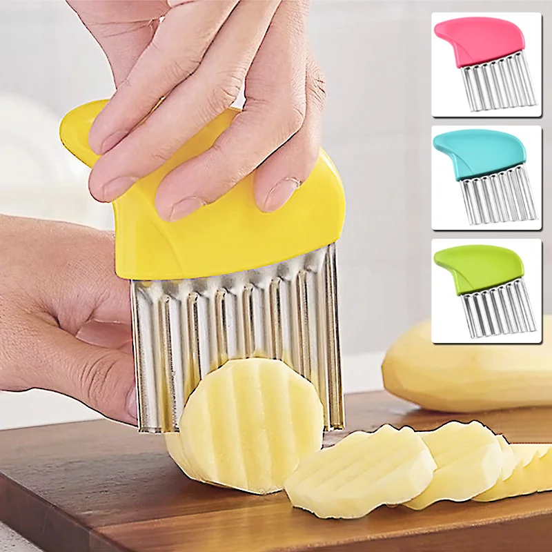Potato Chip Slicer Vegetable Fruit Corrugated Wavy Knife French Fries Cutter Kitchen Tools Gadget