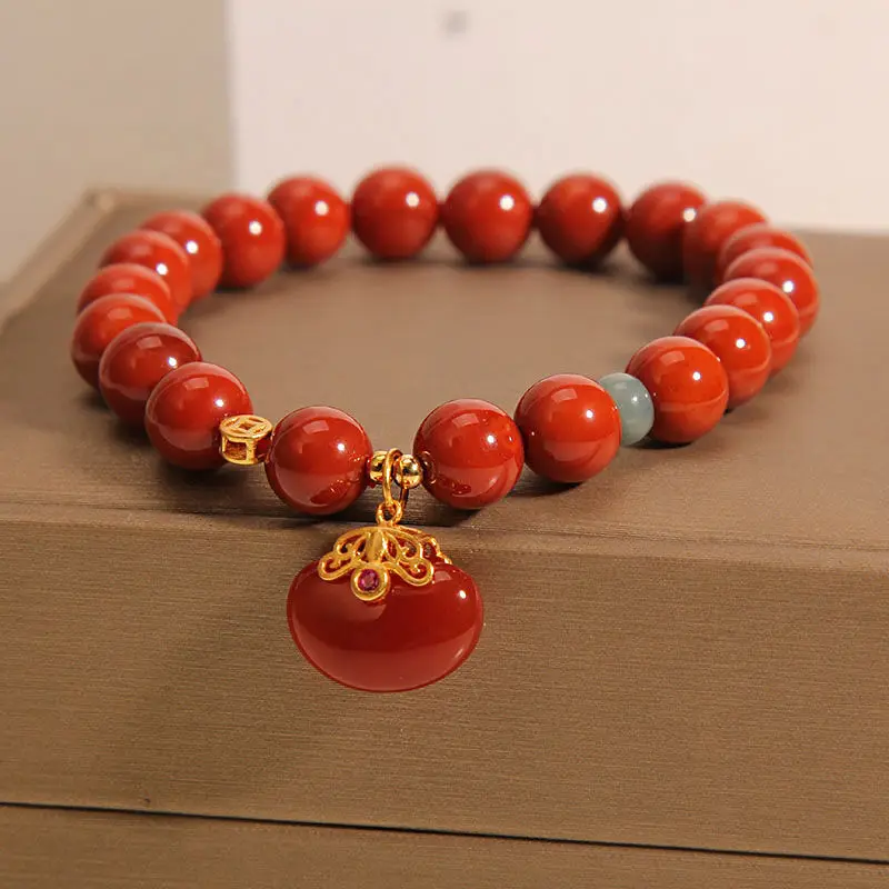 

Браслет из натурального Южно-красного агата, женский ретро браслет в этническом стиле с кулоном из драгоценных камней, подарок для лучшего человека