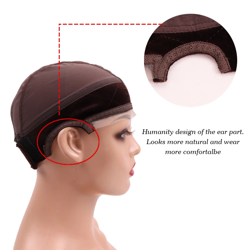 Beige Headband Wig Caps For Making Wigs Soft Wig Grip Cap With Hd Lace U Part Glueless Mesh Cap Hairnet For Making Lace Wigs Wig Caps Wig Grip Band