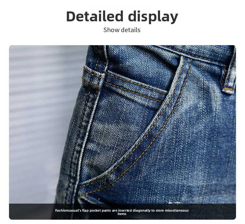 Embroidery Multi-pocket Denim Shorts Men's Pants Large Size Loose Outer Wear Medium Pants Summer Cargo Jeans Denim Short Men