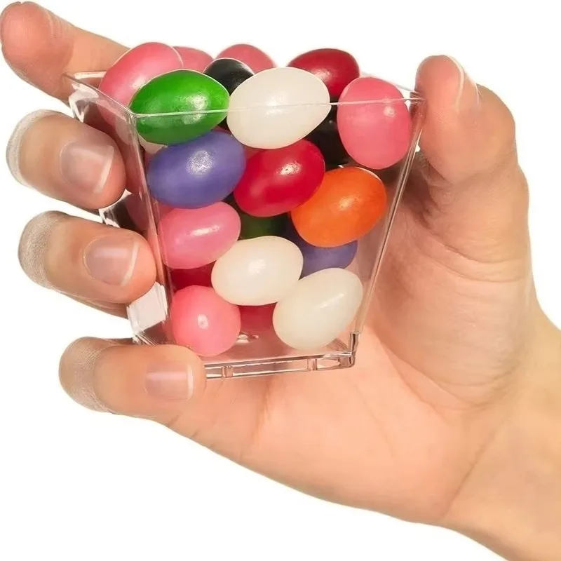 25/50/100PCS Transparent Ladder Shaped Cups Dessert Cups Pudding Fruit Ice Cream Camp Birthday Party Plastic Food Container BEST SELLERS