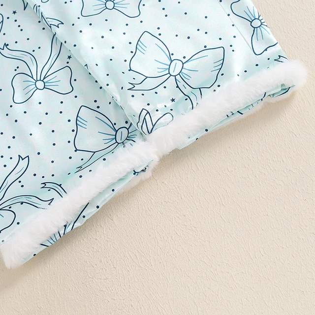 Pigiama Bambini In Raso - Completo Maniche Lunghe Con Fiocchi E Bottoni, Top E Pantaloni, Per Autunno/Inverno - Foto 9