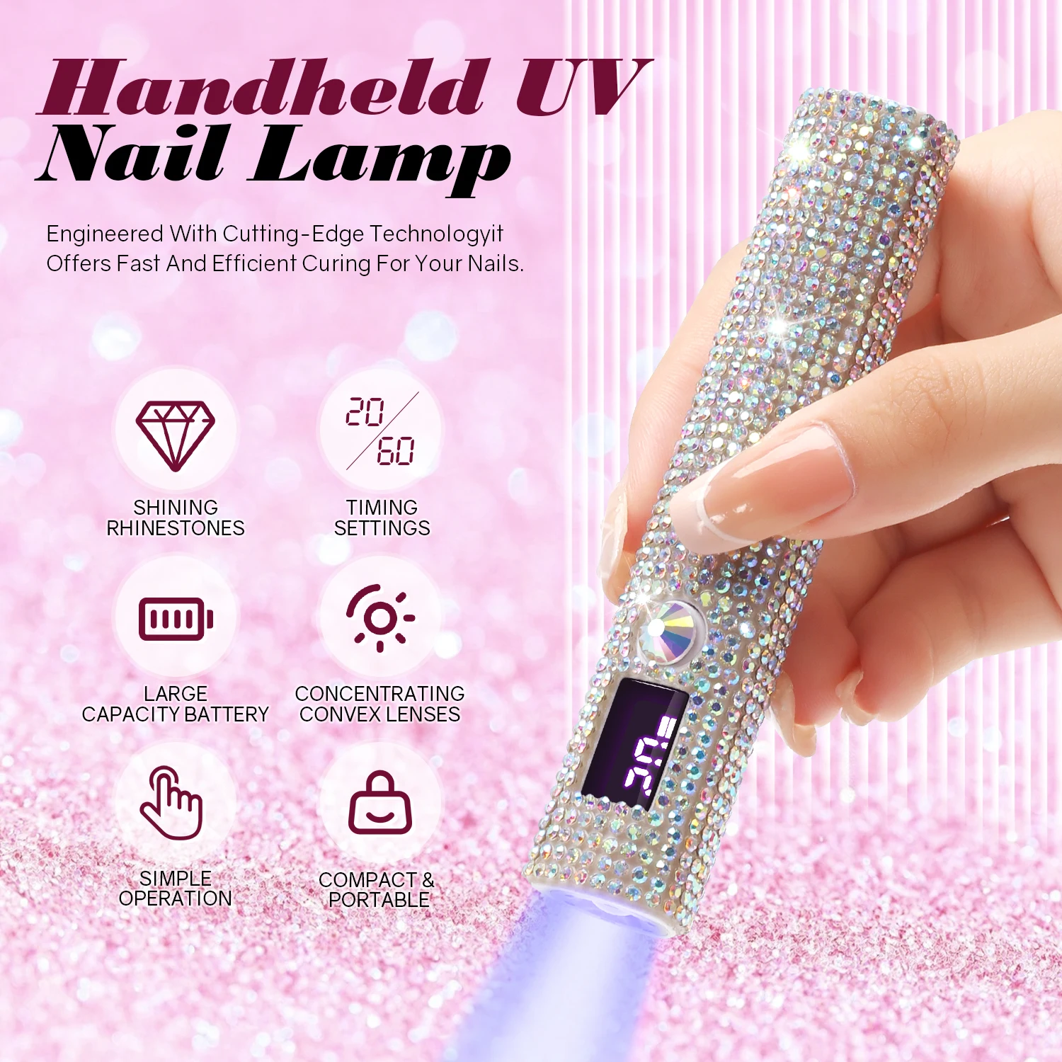 DianaBeauty Handheld Nail Dryer Lamp UV/LED Nail Curing All Gel Polish Nail Art Tool USB Rechargeabl Quick Dry Nail Lamp 2