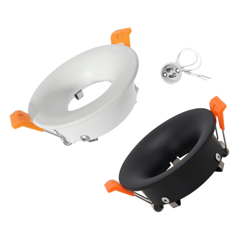 라운드 메탈 리세스형 LED 천장 다운라이트 프레임 브래킷, 스포트라이트용 피팅 하우징 고정 장치, 75mm 컷아웃 홀, MR16 GU10