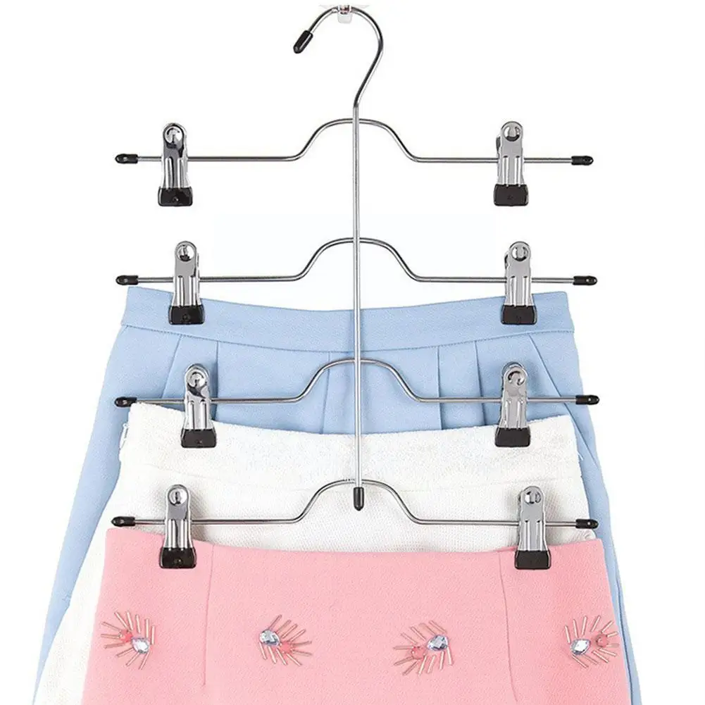 Grucce Per Gonne A 5 Livelli, Confezione Da 4 - Salvaspazio Con Clip Regolabili Antiscivolo Per Pantaloni, Jeans E Sciarpe - Perfette Per Armadio E Dormitorio