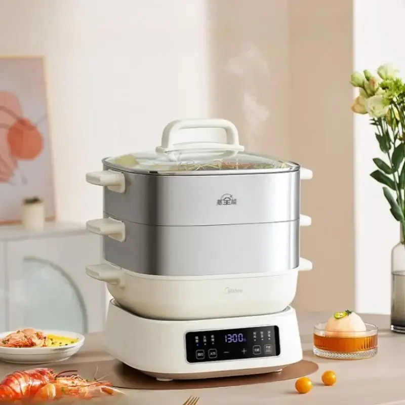 Midea 11.6L Steamer Cooker 220V 1700W 3 Layers Multicooker Stainless Steel Electric Food Steamers Touch Control Steamer Pot